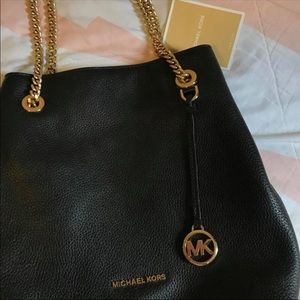 MK black leather tote